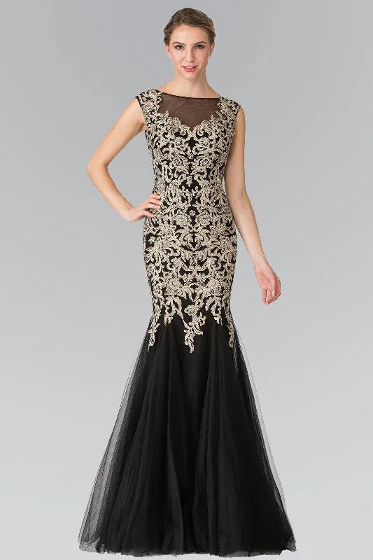 Full Embroidered Jersey Long Prom Dress