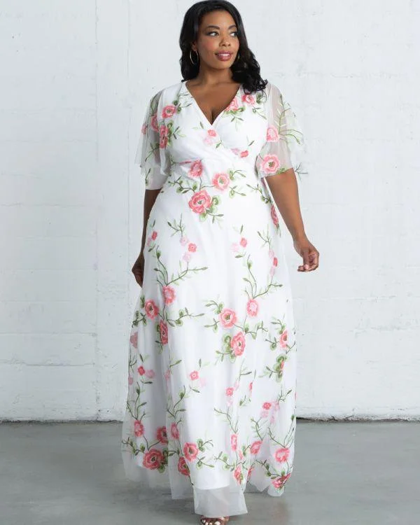 Kiyonna Long Formal Floral  Dress