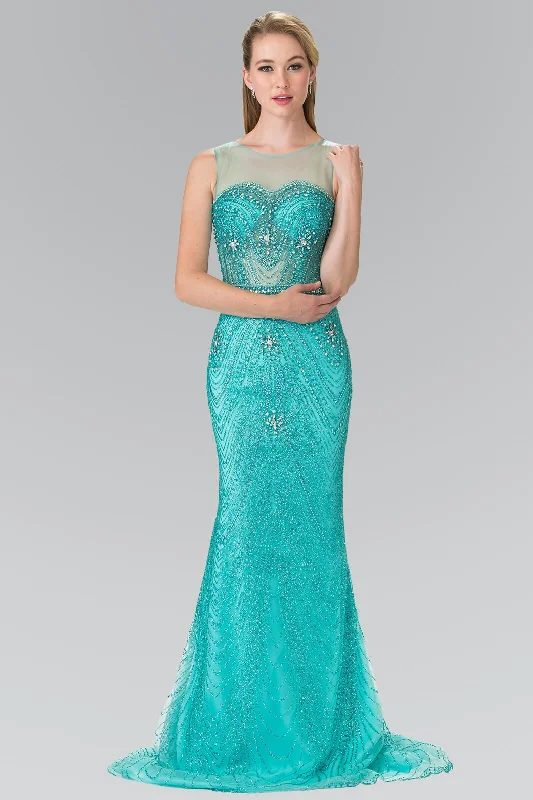 Prom Long Formal Beaded Sleeveless Evening Gown