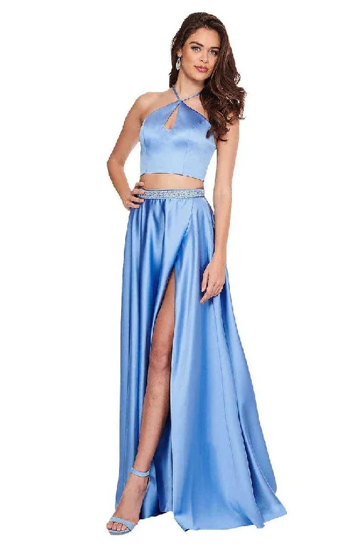 Rachel Allan Long Halter Two Piece Prom Dress 6483