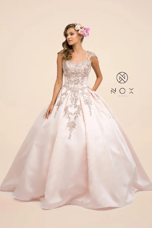 Embroidered Ball Gown Long Prom Dress