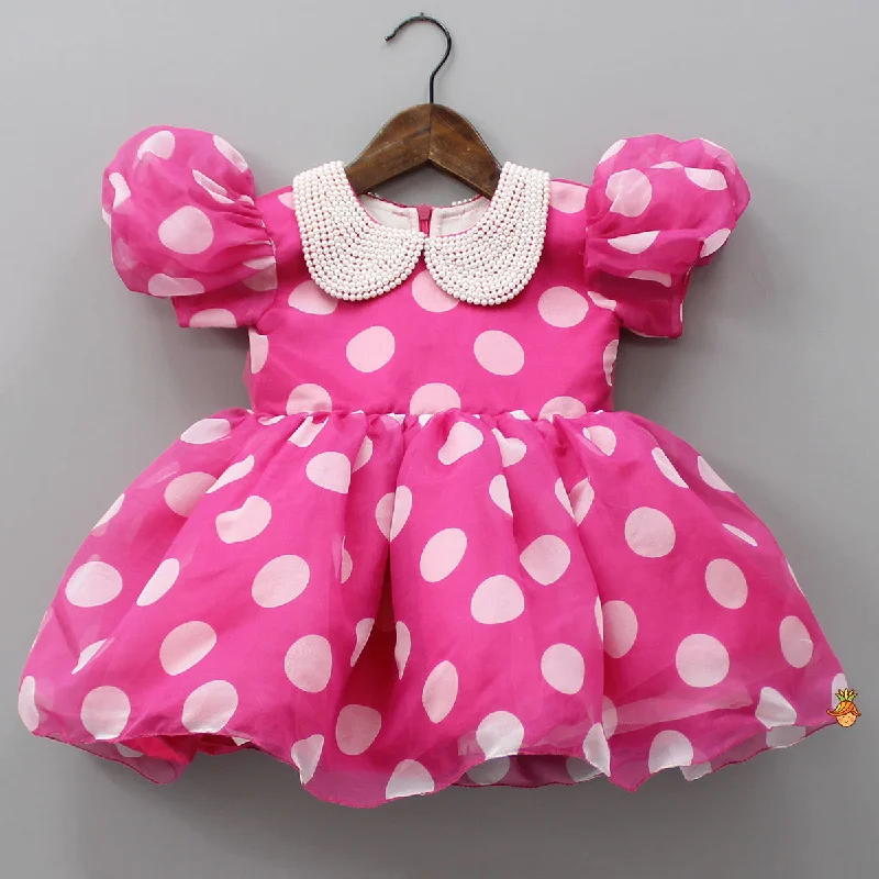 Pre Order: Polka Dots Printed Pink Dress