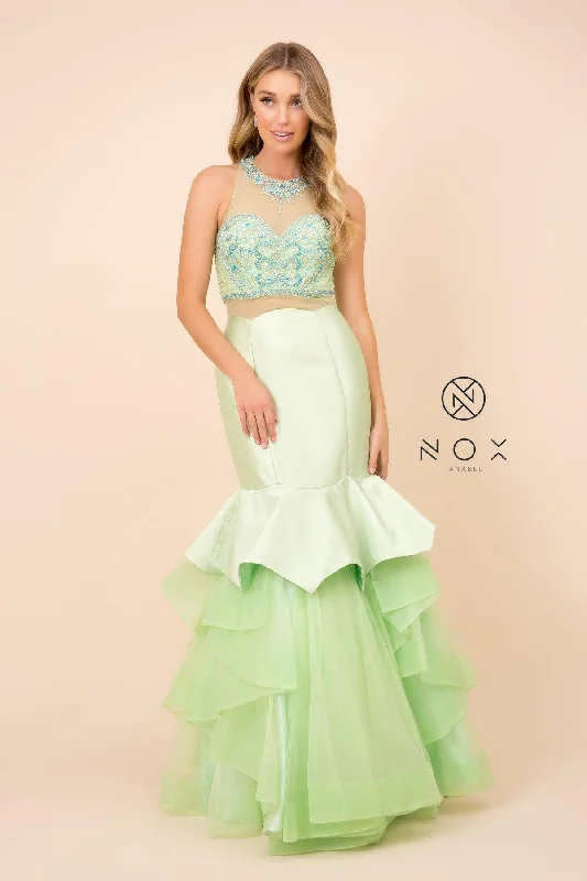 Long Formal Prom Two Piece Gown Mermaid Dress