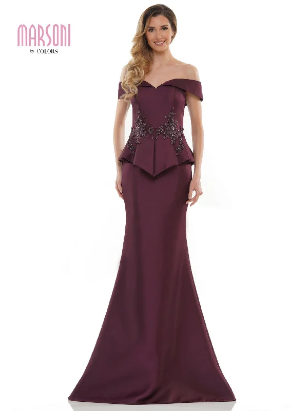 Marsoni Formal Off Shoulder Satin Long Dress 1141