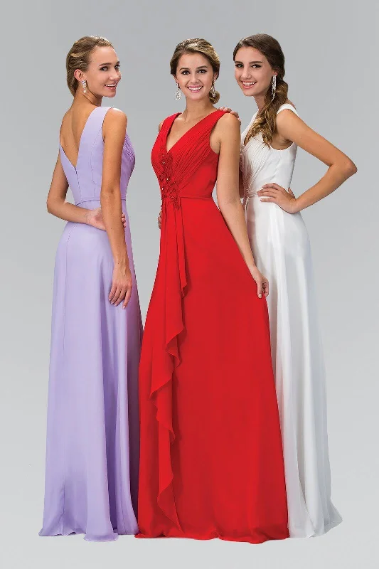 Long Bridesmaid Formal Chiffon Dress