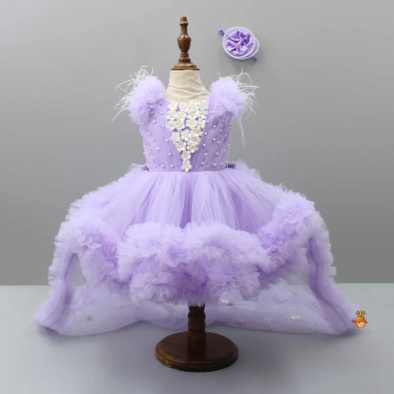 Pre Order: Ruffled Dress With Matching Bow And Swirled Bowie Headband