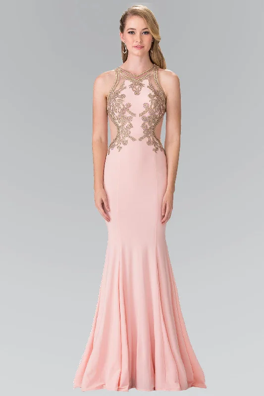 Prom Long Formal Fitted Halter Neck Evening Dress