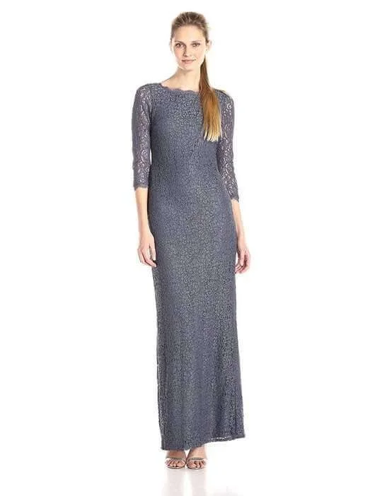 Adrianna Papell AP091880500 Long Long Sleeve Formal Evening Lace Gown