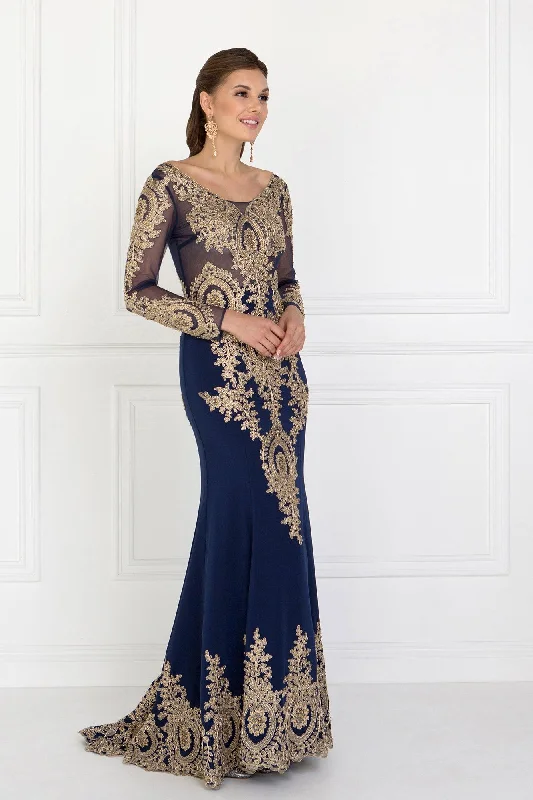 Long Sleeve Dress Formal Evening Gown