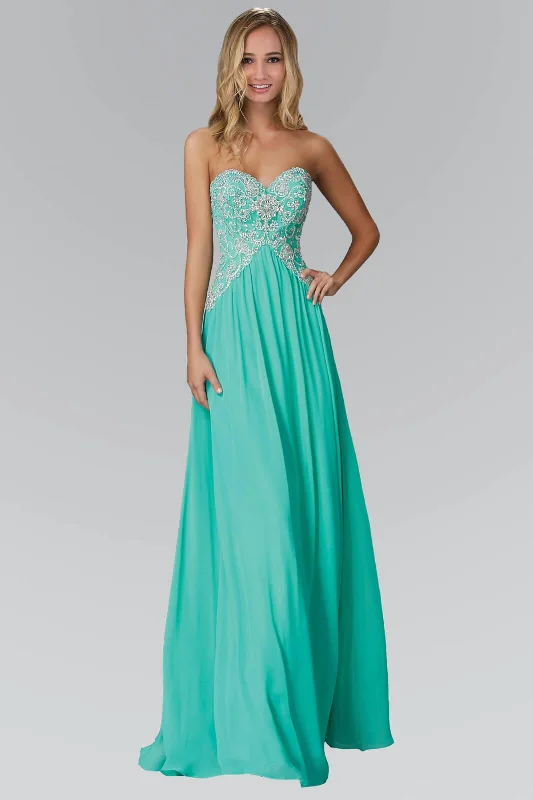 Long Strapless Sweetheart Chiffon Prom Formal Dress