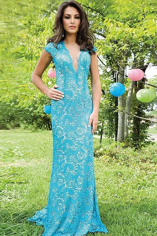 Jovani 78450 Lace Plunging Neckline Long Dress