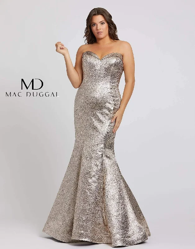 Mac Duggal 67230 Fabulouss Strapless Plus Size Long Prom