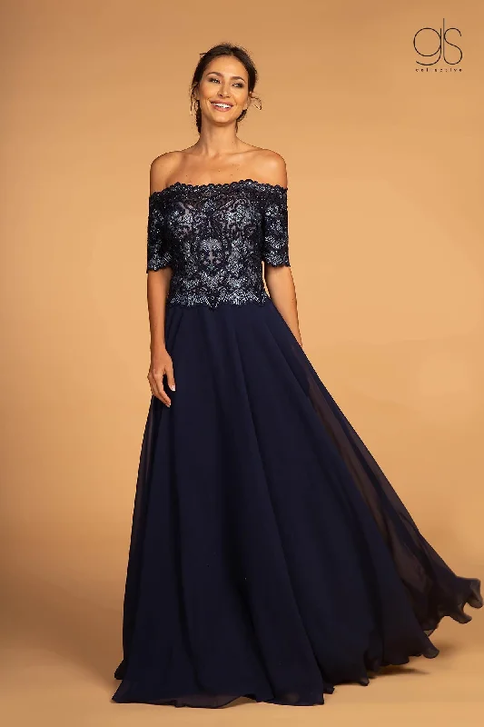 Embroidered Bodice Prom Long Dress