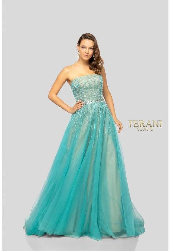 Terani Couture 1912P8557 Strapless Long Prom Dress