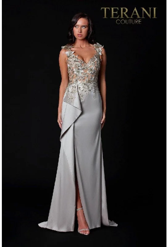 Terani Couture 2111E4751 Evening Dress With Sheer Embellished Top