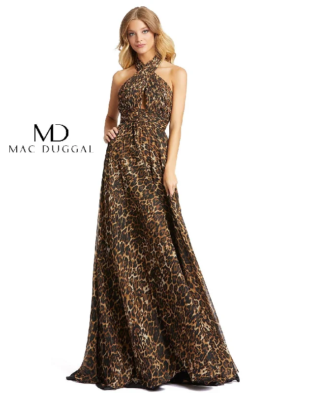 Mac Duggal 67360 Prom Long Halter Animal Print Gown