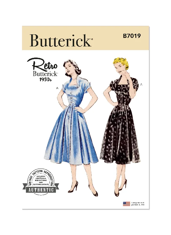 Butterick sewing pattern B7019 Misses' 50's Dress