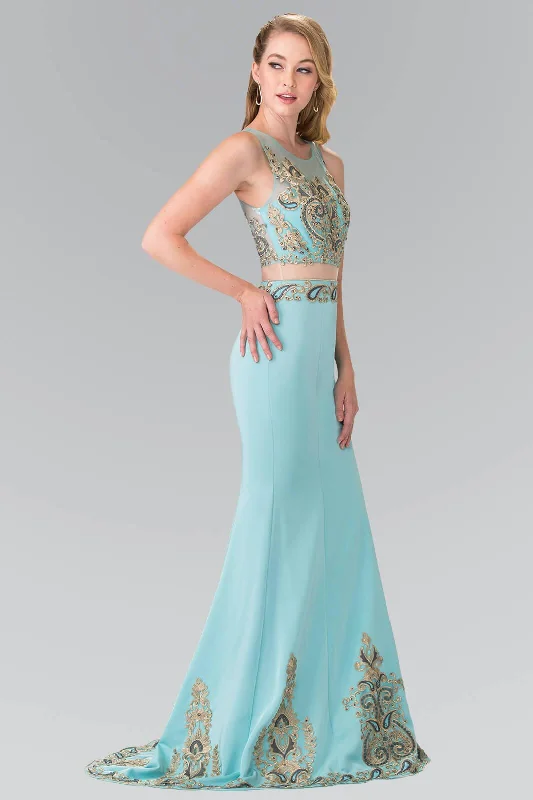 Long Formal Sleeveless Mock Two Piece Prom Dress