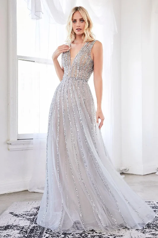 Cinderella Divine CK935 Long Formal Sleeveless Beaded Evening Prom Dress