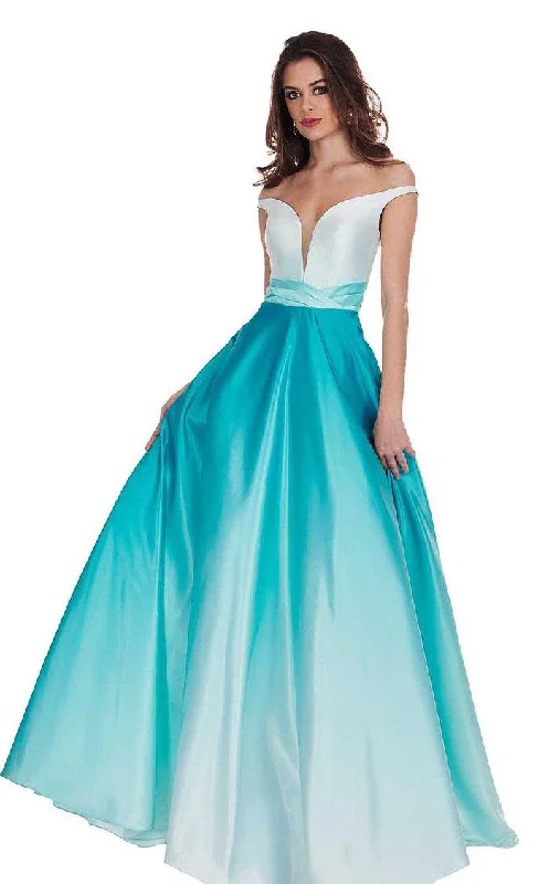 Rachel Allan Long Off Shoulder Prom Dress 6552