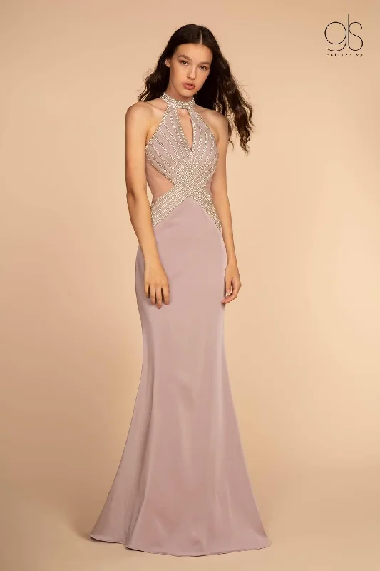 Long Formal Halter Prom Dress Side Out