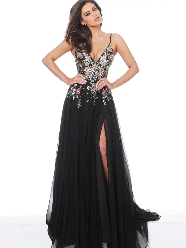 Jovani 67408 Spaghetti Strap Embroidered Long Gown