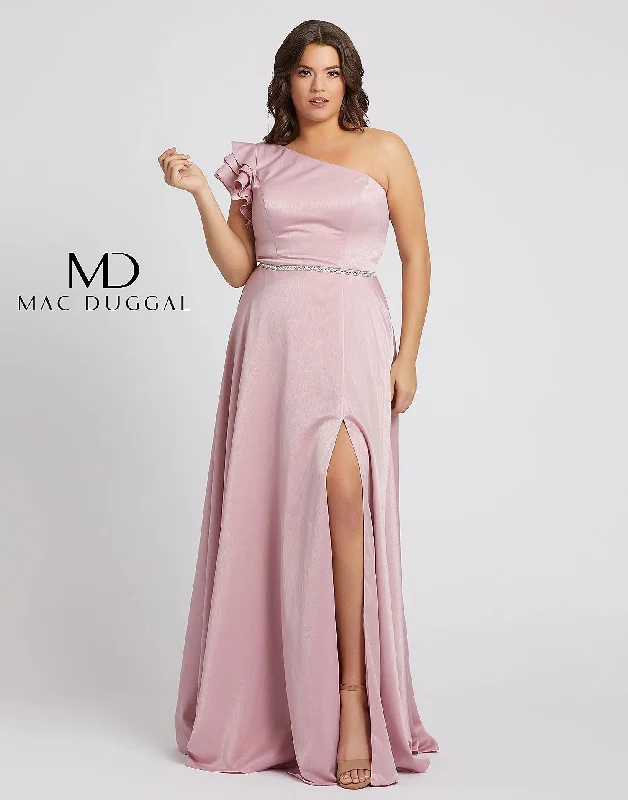 Mac Duggal 48979 Fabulouss Long Plus Size One Shoulder Prom Dress