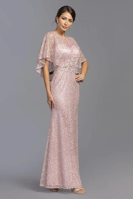 Long Mother of Bride Dress with Cape