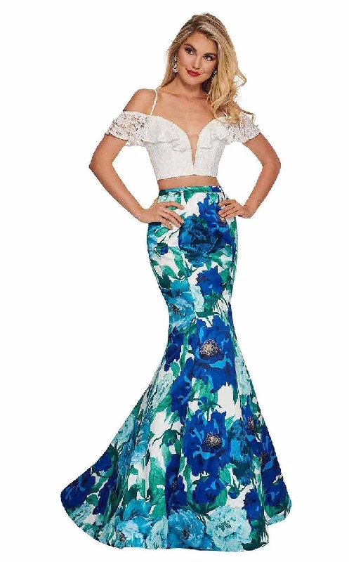 Rachel Allan Prom Long Two Piece Floral Dress 6449