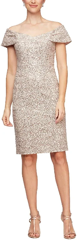 Alex Evenings AE81122400 Off Shoulder Cocktail Dress