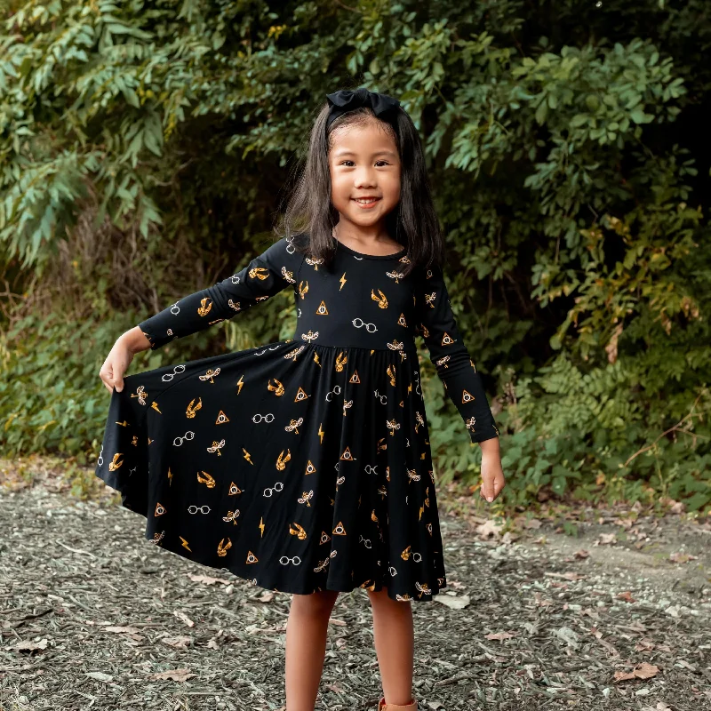 Long Sleeve Twirl Dress in Midnight Icon