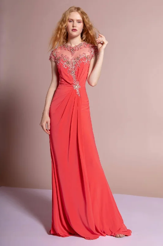 Prom Long Cap Sleeve Formal Dress Evening Gown