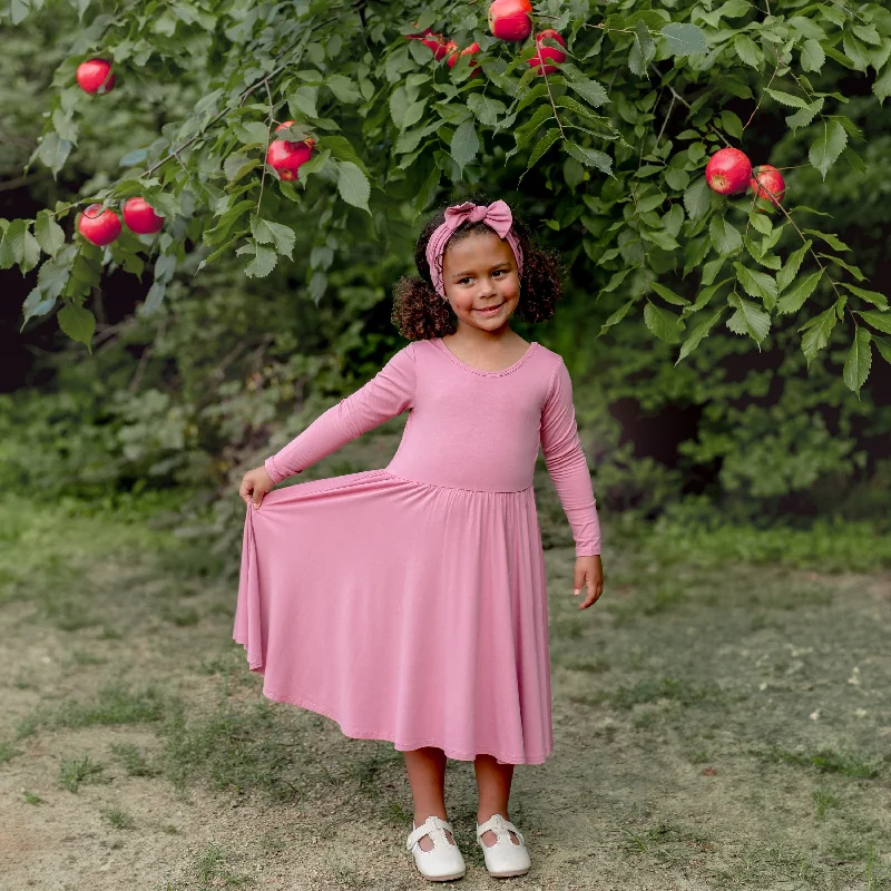 Long Sleeve Twirl Dress in Apple Blossom