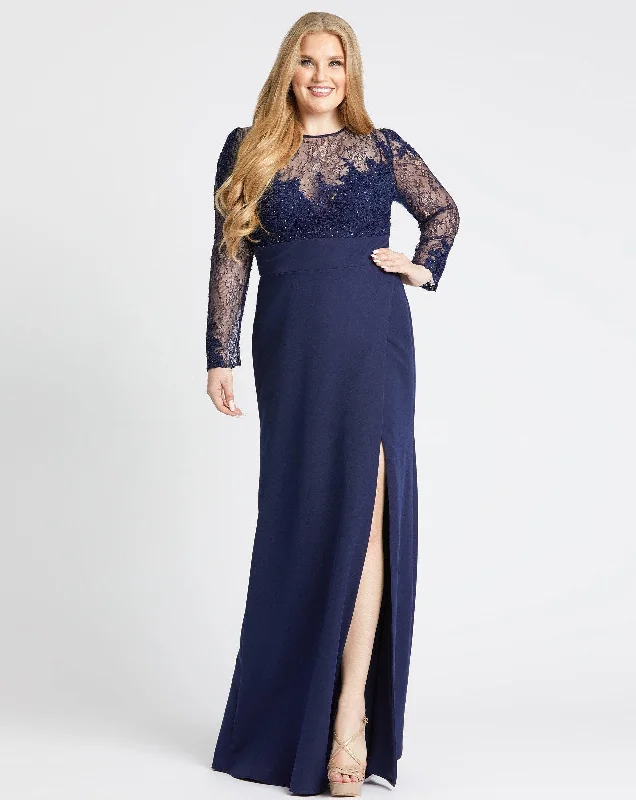 Mac Duggal 49173 Fabulouss Plus Size Long Lace Gown Sale