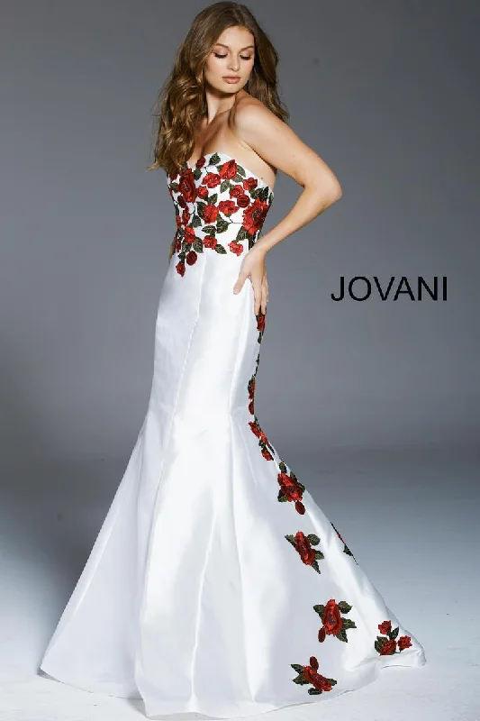 Jovani 48122 Floral Embroidered Mermaid Prom Dress