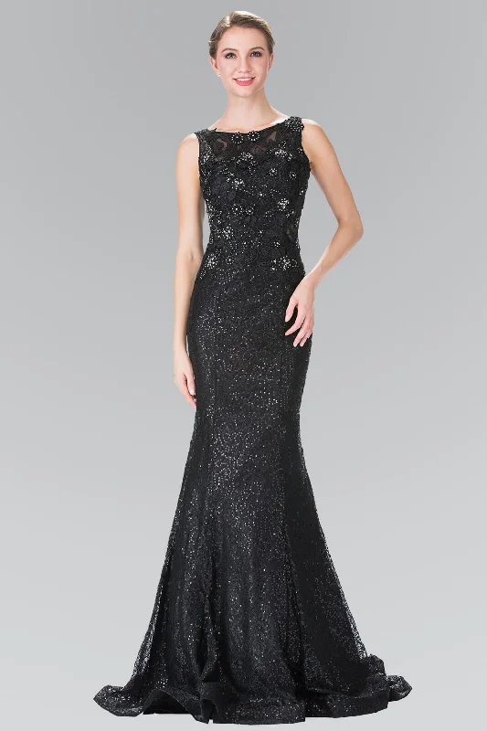 Prom Long Formal Dress Sequined Black Evening Gown