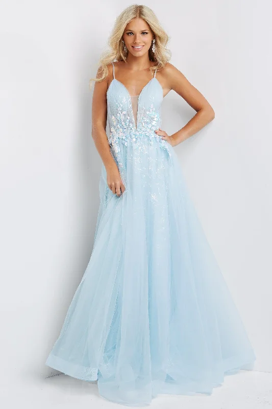 Jovani 07252 Floral Long A-Line Prom Gown