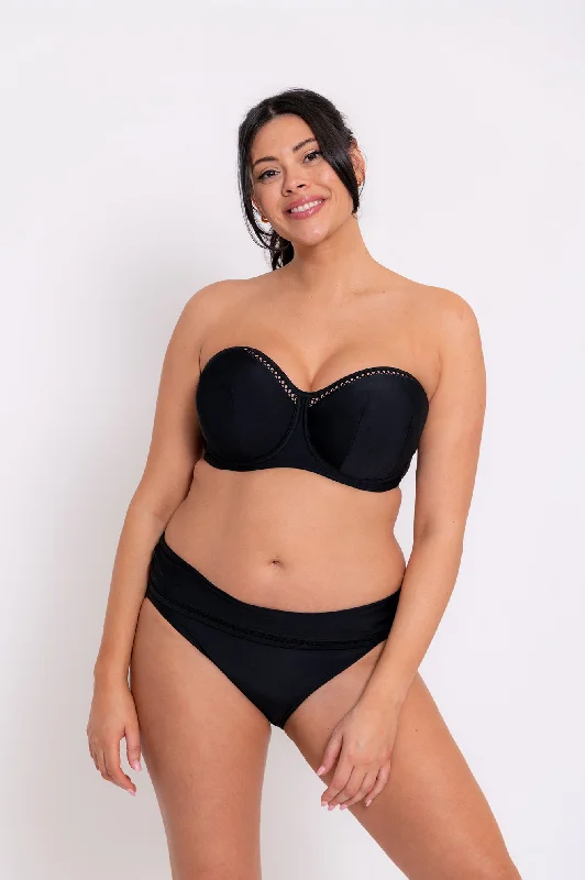 First Class Deep Fold Over Bikini Brief In Black - Curvy Kate