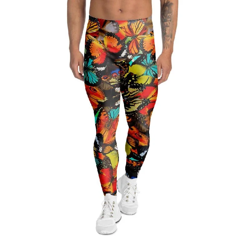 Abstract Colorful Butterfly Print Men's Leggings