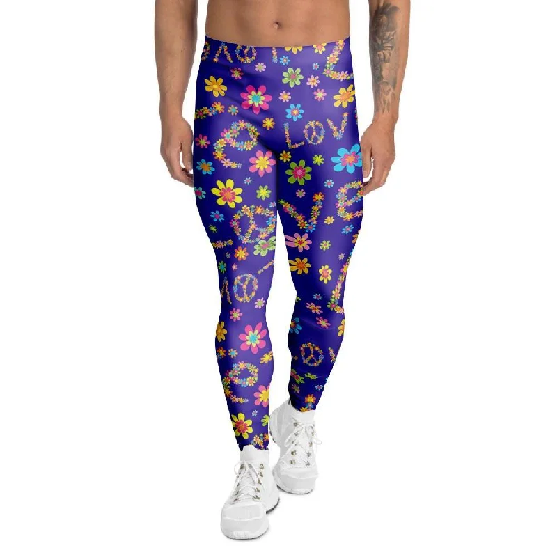 Abstract Floral Hippie Men's Leggings