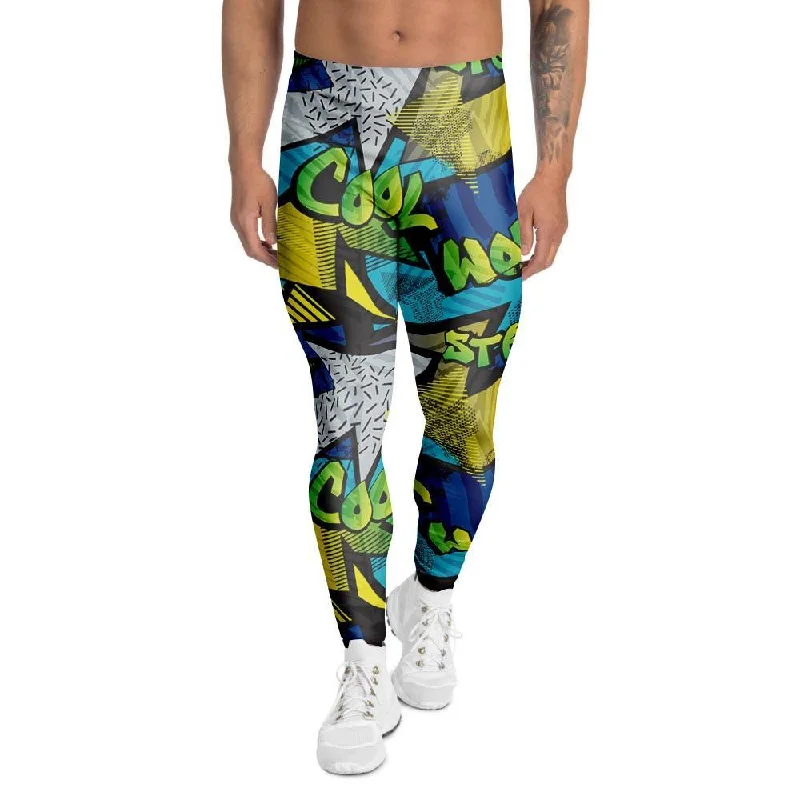 Abstract Graffiti Print Men's Leggings