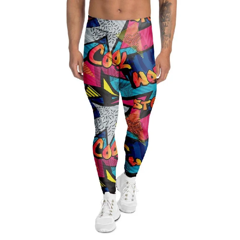 Abstract Graffiti Wow Print Men's Leggings