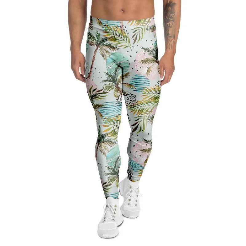 Abstract Palm Tree Hawaiian Print Men's Leggings