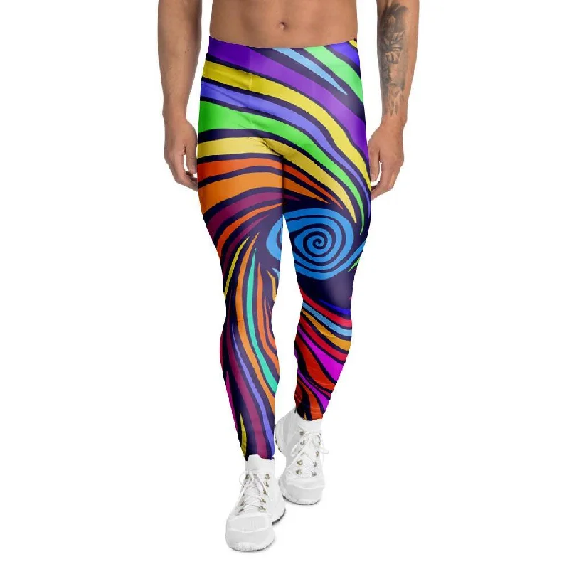 Abstract Psychedelic Colorful Wave Men's Leggings