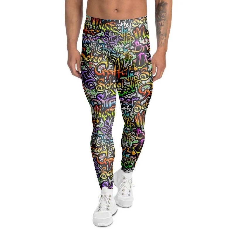 Airbrush Graffiti Print Men's Leggings