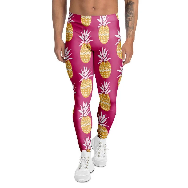 Aztec Hawaiian Pineapple Print Men's Leggings