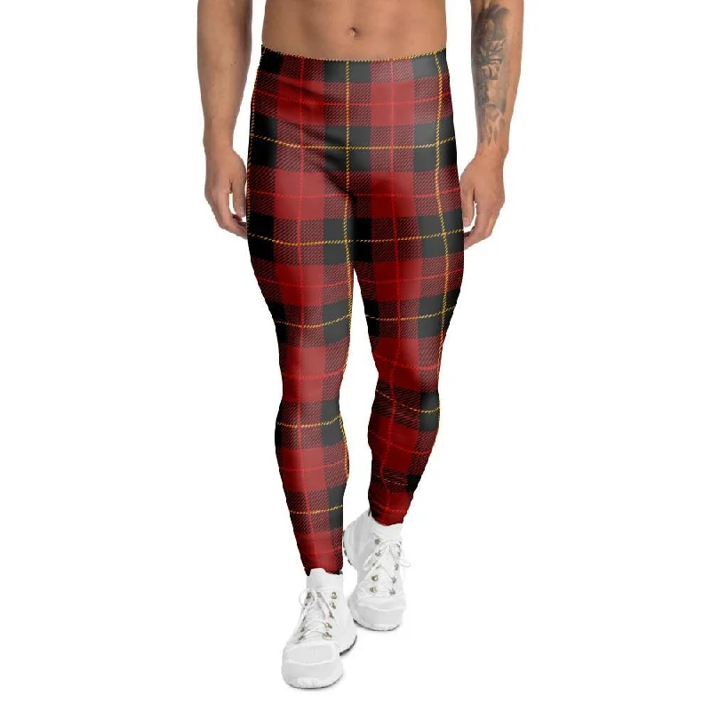 Black And Red Plaid Tartan Men's Leggings