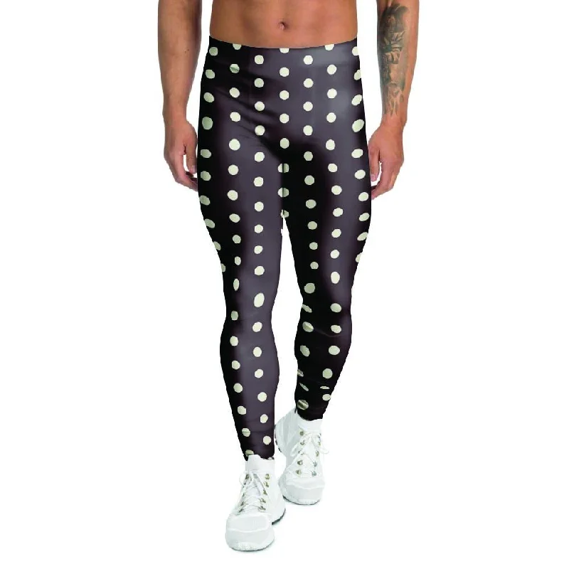 Black And White Tiniy Polka Dot Men's Leggings