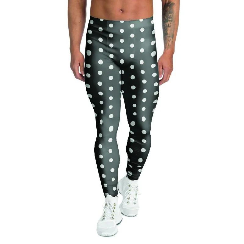 Black Tiny Polka Dot Men's Leggings