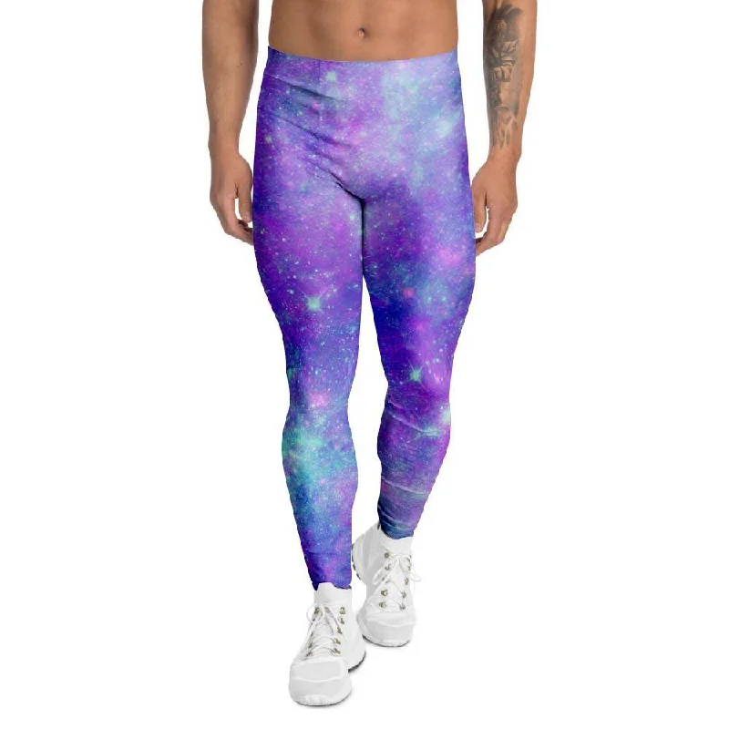 Blue And Pink Galaxy Space Men's Leggings